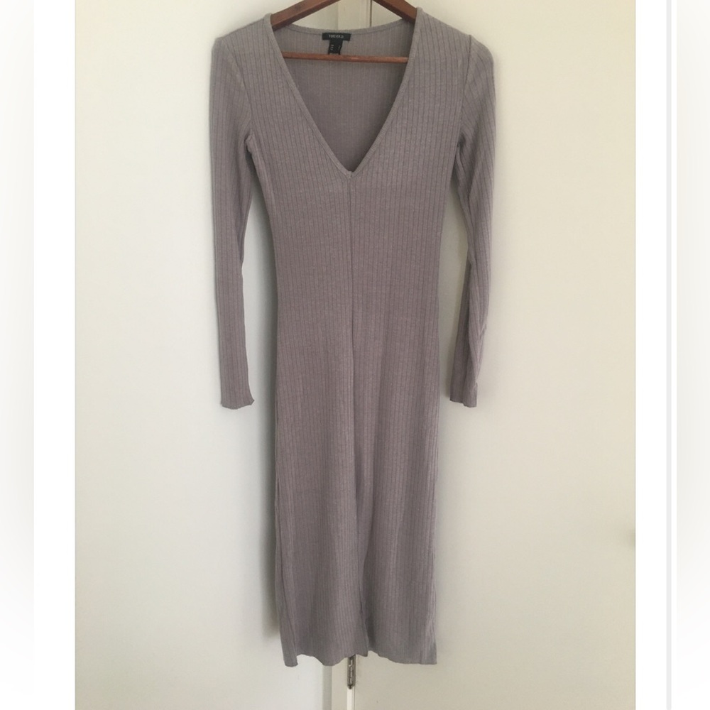 Brand new Long Sleeve Ribbed Dress in Gray